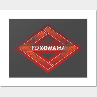 Yokohama Municipality Japanese Symbol Distressed Posters and Art